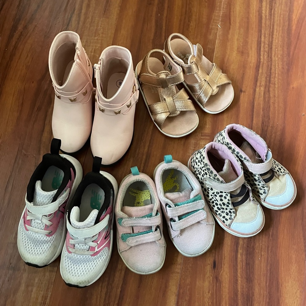 Toddler Girl Shoe Lot- TEN, See Kai Run, New Balance, Cat & Jack size: 7 - 8